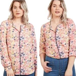 Modcloth Floral Burst Podcast Co-Host Blouse